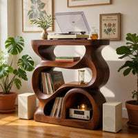 Solid Wood Record Player Stand Turntable With Storage Living Room, view 8