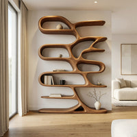 Hand-Carved Looping Bookshelf in Solid Walnut, view 8