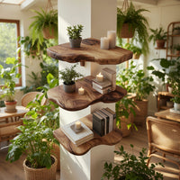 Solid Wood Natural Wood Floating Shelves Solid Corner Shelf Entryway Design, view 8