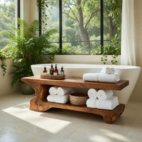 Solid Wood Teak Shower Bench Bath Bathroom Wellness Retreat, view 8
