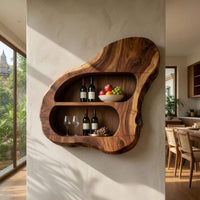 Solid Wood Wine Rack Glass Holder Shelf Dining Room, view 8