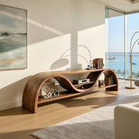 Ribbonwave Walnut TV Console with Open Display Shelf, view 8