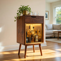 Solid Wood Bar Cabinet Wine With Warm Lighting Kitchen, view 8