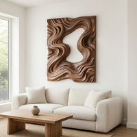 Parted Waves Walnut Wall Art Panel, Deep Relief, view 8 — view 8