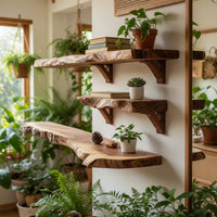 Solid Wood Natural Wood Floating Shelves Handcrafted Live Edge Shelf Christmas, view 8