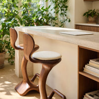 Solid Wood Bar Stool Sculptural Organic Kitchen Interiors, view 8