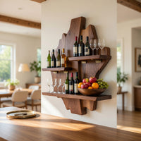 Solid Wood Wine Rack Rustic Wall Winestand Dining Lounge Bottle Showcase, view 8