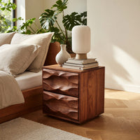 Solid Wood Nightstand With Sculpted Drawer Fronts Bedroom, view 8