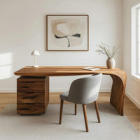 Waterfall-Leg Desk with a Three-Drawer Pedestal, view 8