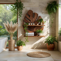 Solid Wood Corner Wall Bathroom Shelf Leaf, II, view 8