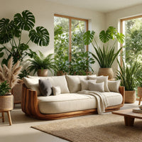 Solid Wood Sofa With Flowing Rounded Edges Home, view 8