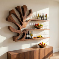 Solid Wood Wine Rack Rustic Wall Breakfast Nook Bottle Arrangement, view 8