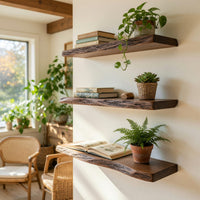 Solid Wood Natural Wood Floating Shelves Handcrafted Shelf Entryway Christmas, view 8