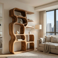 Rounded Cell-Form Bookshelf in Solid Hardwood, view 8
