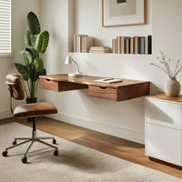Wall-Hung Floating Desk with a Live Edge Front, view 8