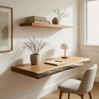 Riverform Wall Desk, Carved from a Single Wood Slab, view 8