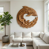 Curled Swell Wave Wall Sculpture in Solid Walnut, view 8 — view 8