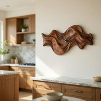 Solid Wood Clock Organic Wave Design Cozy Bedroom Space, view 8