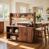 Solid Wood Bar Table Outdoor With Hidden Storage Garden Poolside, view 8