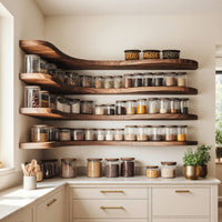 Solid Wood Spice Rack Rustic Style Kitchen Cabinet With Handmade Storage, view 8
