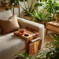 Solid Wood Sofa Arm Table Handcrafted Live Edge Armrest, view 8