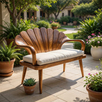 Solid Wood Outdoor Garden Bench Handcrafted Entryway Hallway Seating, view 8