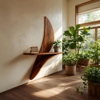 Solid Wood Natural Wood Floating Shelves Artistic Wall Shelf Modern Living, view 8