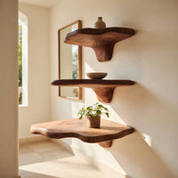 Solid Wood Mushroom Shelf Handcrafted Live Edge Modern, view 8