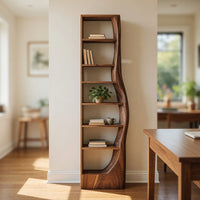 Solid Wood Standing Shelf With Curved Side Living Display, view 8