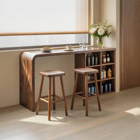 Solid Wood Bar Table With Storage Kitchen Home Mini, view 8