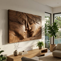 Hushfall Twin Face Wood Wall Sculpture in Deep Relief, view 8 — view 8