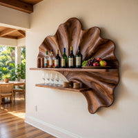Solid Wood Wine Rack Mid Century Wall Condo Beverage Accent Storage, view 8