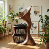 Solid Wood Record Player Stand Handcrafted Livingroom, view 8