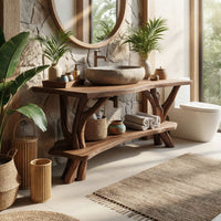 Solid Wood Live Edge Vanity Luxury Bathroom Space, view 8