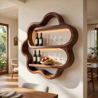 Solid Wood Wine Rack Minimalist Display Shelf Kitchen Dining, view 8