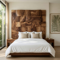 Solid Wood Headboard Mosaic Luxury Tropical Bedroom, view 8