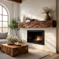 Solid Wood Floating Fireplace Mantel Shelf With Wave Carved Modern Home, view 8