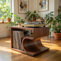 Solid Wood Record Player Stand Mid Century Vinyl Storage Music Studio, view 8