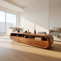 Capsule-Shaped TV Console for a Quiet Media Room, view 8
