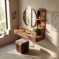 Solid Wood Dressing Table Rustic Vanity Desk Bedroom Room Personal Makeup, view 8