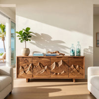 Ridgeline Walnut Media Console with Carved Peaks, view 8