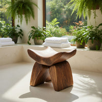 Solid Wood Teak Shower Bench Handcrafted Spa Style Bathroom, view 8