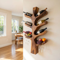 Solid Wood Wine Rack Sculptural Tree Branch Holder Kitchen, view 8
