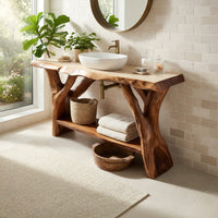 Solid Wood Live Edge Vanity Bathroom Clean Bathroom Layout, view 8