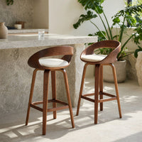 Solid Wood Bar Stool Curved Kitchen Island Counter Dining, view 8
