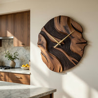 Solid Wood Clock Sculptural Wall Living Room, view 8