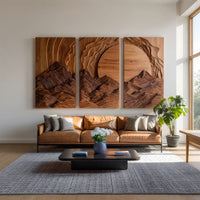 Layered Peaks and Rising Sun Wall Art, Set of Three, view 8 — view 8