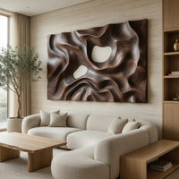 Scorched Walnut Dunes, a Wall Relief With Two Pale Stones, view 8 — view 8