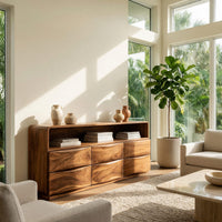 Solid Wood Sideboard Mid Century With Drawers Living Room, view 8