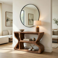 Hand-Carved Wave-Sided Console Table in Solid Walnut, view 8